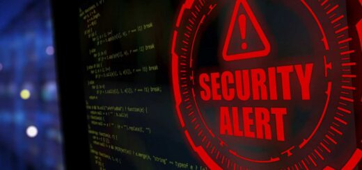 Security alert warning on a screen with code, symbolizing potential smart home security threats.
